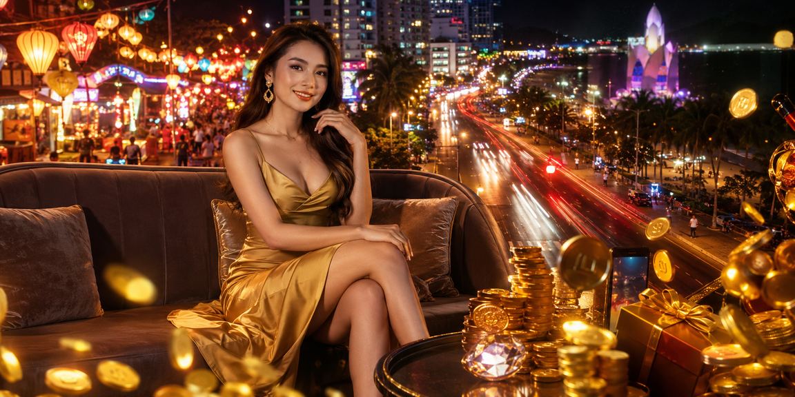 Người dùng tại chợ đêm Nha Trang xem hướng dẫn đăng ký và hỗ trợ